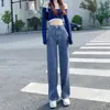 Jeans de Pierna Ancha con Forma de Pera de Talla Grande para Primavera, Otoño e Invierno Pantalones Rectos Blancos de Cintura Alta Elegantes para Mujer
