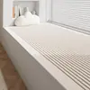 Tapete de soleira de janela listrado cor creme estilo ins, tapete de cabeceira, tapete, tapete de quarto, tapete de sala de estar longo listrado de pelo em laço, tapete de chão de quarto