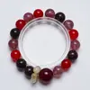 [Lleno de Ramas] Pulsera Natural de Cristal Rojo Sangre de Paloma para Mujer, Versátil Pulsera de Flor Roja con Pegamento de Cristal de Fresa al por Mayor