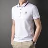 Polo de Seda de Hielo Camiseta de Manga Corta para Hombre Verano Clásico Bordado de Abeja Color Sólido Solapa Camiseta Antiarrugas Top Moderno