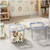 Caja de Almacenamiento con Tapa de Botón para Accesorios del Cabello, Cosméticos, Papelería Linda, Almacenamiento de Escritorio para Collares, Caja de Joyería Transparente, Portalápices, Gran Capacidad