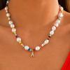 Joyería Transfronteriza Europea y Americana Elegante Imitación Perla Cuentas de Arroz Playa Collar de Letras Simple Un Collar Tejido Dulce y Cool