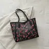 Bolsas de Mujer Transfronterizas, Populares Bolsos Tote con Estampado de Letras y Cerezas, Nuevos y Modernos Bolsos de Hombro y Axila de Gran Capacidad