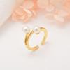 5 Estrellas y Luna de Zircón con Incrustaciones de Cobre Anillos Abiertos de Perlas de Cola de Pez Coloridas Oro Lujo Accesible Ajustable Anillos de Mujer