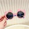 Novo Estilo Óculos de Sol para Bebê Gatinho com Laço Óculos Anti-UV Desenho Animado Fofo Óculos de Sol Infantil Gatinho