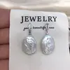 Brincos de Pérola de Água Doce Naturais de Zhuji Quadrado Barroco Simples Quadrado Diamante Moda Brincos de Tarraxa de Pérola Fornecimento Atacadista