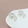 Nafoge joyería de plata al por mayor pendientes de plata cepillada de moda simples pendientes de plata 925 para mujer