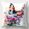 Fronha Temu Estampada com Flores e Pássaros Transfronteiriça Mais Vendida de Pelúcia Curta Capa de Almofada para Decoração de Casa Almofada para Sofá Quarto