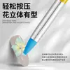 Pluma de Silicona para Press de Uñas con Mango de Madera, Diseño de Flor Tallada, Presionador de Pegatinas, Polvo de Espejo Mágico, Set Multifuncional de 5 Piezas, Herramientas para Nail Art al por Mayor