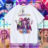 Kpop Caçadores de Demônios Caçadora de Bruxas Reunião Colar Manga Curta Verão Solta Camiseta Média e Grande Infantil Tops Casuais