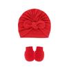 Fuente transfronteriza gorro fetal para bebé guantes antiarañazos juego de 2 piezas gorro pullover para bebé gorro indio gorro de orejas de conejo comercio exterior europeo y americano