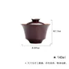 Juego de Té Gaiwan Estilo Japonés de Cerámica Gruesa Dinastías Tang y Song, Taza de Té de Cerámica Boca de Flor Estilo Wabi-Sabi, Taza de Té de Arcilla Púrpura Estilo Antiguo para el Hogar