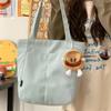 Bolsa de Lona Simples Casual Estilo Japonês Ins para Mulheres Outono 2025 Bolsa Tote de Grande Capacidade Bolsa de Ombro Estudante para Deslocamento