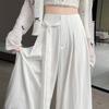 Verano 2026 Nuevo Estilo Estilo Perezoso Delgados de Cintura Alta Sueltos con Caída Pantalones Largos Casuales con Cinta de Encaje de Pierna Ancha para Mujer