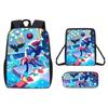 Mochila SONIC Nueva Transfronteriza Mochila de Dibujos Animados Bidimensionales Mochila Escolar para Estudiante de Primaria Juego de Tres Piezas