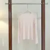 Camiseta Feminina Manga Longa Clássica Estilo Coreano Gola Redonda de Lã Modal Seda Primavera Slimming Versátil Camisa Base