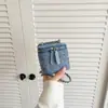 Bolsa Mini de Mezclilla Casual Retro Estilo Coreano para Mujer Cruzada Pequeña Versátil Moda Estilo Coco Cadena Cuadrícula de Diamantes Bolsa Caja