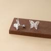 Nalan Pie Plata 999 Fresco y Dulce Estilo Ins Diseño Nicho Doble Capa Hueco Hilo de Mariposa Aretes M06536