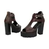 Sandalias de tacón alto para mujer de verano con suelas de goma gruesas antideslizantes, tacones cuadrados, zapatos casuales para mujer de talla grande, sandalias de tacón ultra alto