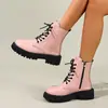 Vestido Feminino Plus Size. Botas Martens Outono Inverno Nova Chegada Mais Vendido Comércio Exterior Retro Botas Brancas de Cano Curto Sola Grossa Estilo Britânico Botas de Motocicleta Femininas Tendência
