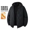 Nueva Chaqueta de Algodón Acolchada de Diamantes con Capucha para Hombre, Azul Oscuro, Engrosada, Bloqueo de Temperatura, Ropa Exterior de Protección contra el Frío, Múltiples Colores, Dropshipping