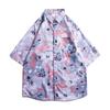 C2-2 Camisa Hawaiana Floral Tropical Pintura al Óleo Retro Tendencia Calle Estilo Hong Kong Camisa Holgada para Hombres y Mujeres