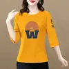 Comercio exterior transfronterizo ropa de maternidad, camiseta de manga tres cuartos para mujeres de mediana edad y mayores, top holgado y adelgazante para mujer talla grande