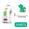 500 Hojas/Rollo Pegatinas de Recompensa de Dinosaurios Transfronterizas Lindas de Dibujos Animados Pegatinas para Niños de Jardín de Infancia y Escuela Primaria para Sellar