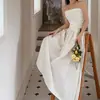 Vestido Largo Liso de Color Sólido con Pliegues en la Cintura Estilo Verano Francés 2026 Vestido Strapless de Temperamento Retro Ropa para Mujer