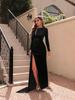 Nuevos Productos 2022 Ebay Amazon Transfronterizo Ropa Femenina Europea y Americana Terciopelo Coreano Cuello Alto Sexy Vestido de Noche