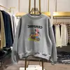 Sudadera de Algodón con Estampado de Dibujos Animados Estilo Coreano para Mujer, Nueva, Holgada, Estilo Bf Perezoso, Casual, de Longitud Media, Versátil