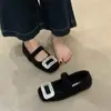 Sapatos Mary Jane de Pele com Fivela Quadrada Strass para Mulheres, Peça de Roupa Exterior 2025 Novo Outono e Inverno com Forro de Lã, Sapatilhas para Saia