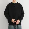 Nueva ropa de otoño e invierno para hombre: Estilo Old Money Nuevo Aristocrático, cuello Henry, tejido casual de moda, camiseta básica de marca juvenil de moda, talla grande