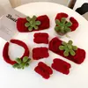 Diadema de Hojas de Fresa Nueva y Linda para Otoño e Invierno, Pulsera Antimoho de Dibujos Animados para Lavarse la Cara, Pinza para el Cabello, Diadema de Ala Ancha