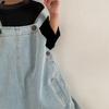 Gl-Kids Estilo Coreano Otoño Nuevo Peto de Mezclilla con Abertura Lateral para Niños Unisex Holgado Versátil Pantalones de Pierna Ancha