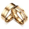 Anillo de Pareja Simple Anillo de Pareja de Acero de Titanio Anillo Chapado en Oro Anillo con Incrustaciones de Circonita Joyería Cr-054
