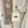 Conjunto de Tres Piezas de Chaleco para Bebé Niña Estilo Coreano de Principios de Primavera, Chaleco de Punto Súper Lindo para Niños, Camiseta Base y Pantalones para Primavera y Otoño
