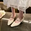 Zapatos de Moda Mary Jane con Punta y Tacón Grueso para Mujer 2026 Nuevo Verano Tacón Bajo Poco Profundos Vintage Zapatos para el Trabajo