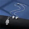 Collar y Pendientes Europeos y Americanos Nuevos de Acero Inoxidable Conjunto al por Mayor Pendientes Sudamericanos Clavícula Brillante Conjunto de Dos Piezas Accesorios