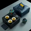 Viagem Japonesa Portátil Copo Rápido Um Pote Três Copos Conjunto de Chá Kung Fu Bule Pequeno Conjunto Simples Para Levar