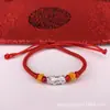 Pulsera de Tobillo Tejida con Cuerda Roja Plata Dura 999 Tienda de Oro de Alabanza Pixiu Pulsera de Mano para Pareja Moda Regalo