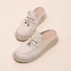 Aumento de Altura de 6 cm Zapatillas de Media Pantufla Cerradas para Mujer 2026 Primavera Nuevo Estilo Old Money Suela Gruesa Versátiles Casuales Mules