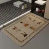 Alfombra antideslizante para baño tejida de lino, alfombrilla absorbente para el suelo para la entrada del baño y el lavabo, alfombrilla para los pies del inodoro, alfombra anticaídas