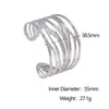 Pulsera Abierta Nueva de Acero Inoxidable Europea y Americana Moda Versátil Líneas Irregulares Versión Ancha Joyería de Acero de Titanio Venta al por Mayor Transfronterizo