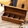Caja de Madera para Empaque de Compartimentos de Té al Mayoreo Caja de Madera para Bolsa de Azúcar Caja de Almacenamiento de Café Caja de Almacenamiento para Bolsitas de Té para el Hogar con Tapa Abatible