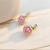 Coreia do Sul rosa doce resina flor amor nicho temperamento moda pequeno fresco alto sentido brincos