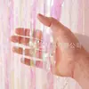 Cortina de Lluvia de Seda Láser Dorada y Plateada para Navidad y Año Nuevo Suministros para Fiestas Bodas Decoración de Pared de Fondo para Reuniones Anuales Cortina de Puerta Colorida