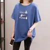 Camiseta de Manga Corta Estampada de Moda para Mujer, Estilo Nuevo Verano 2026, Longitud Media, Corte Holgado, Tallas Grandes, Top Adelgazante