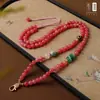 Cadena de Marca Budista Tailandesa Ágata Calcedonia Roja Cuenta Dzi Mariposa Escritura Marca Mariposa de Nueve Colas Lanyard Thangka
