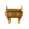 Venta al por mayor de fábrica Tongding Dingsheng Qianqiu decoración de trípode cuadrado quemador de incienso latón quemador de incienso doméstico trípode antiguo Doble Dragón